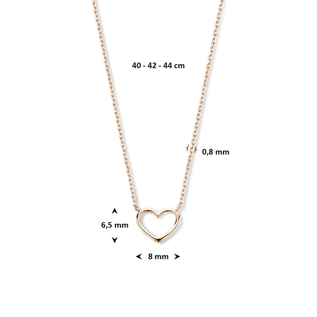 Halskette Herz 40 - 42 - 44 cm 14K Roségold