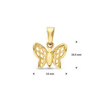 hanger vlinder poli/mat 10,5 mm 14K geelgoud