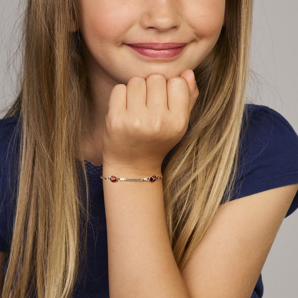Armband Marienkäfer Emaille 11 - 13 cm rhodiniertes Silber