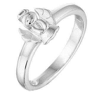 Zilveren kinderring engel