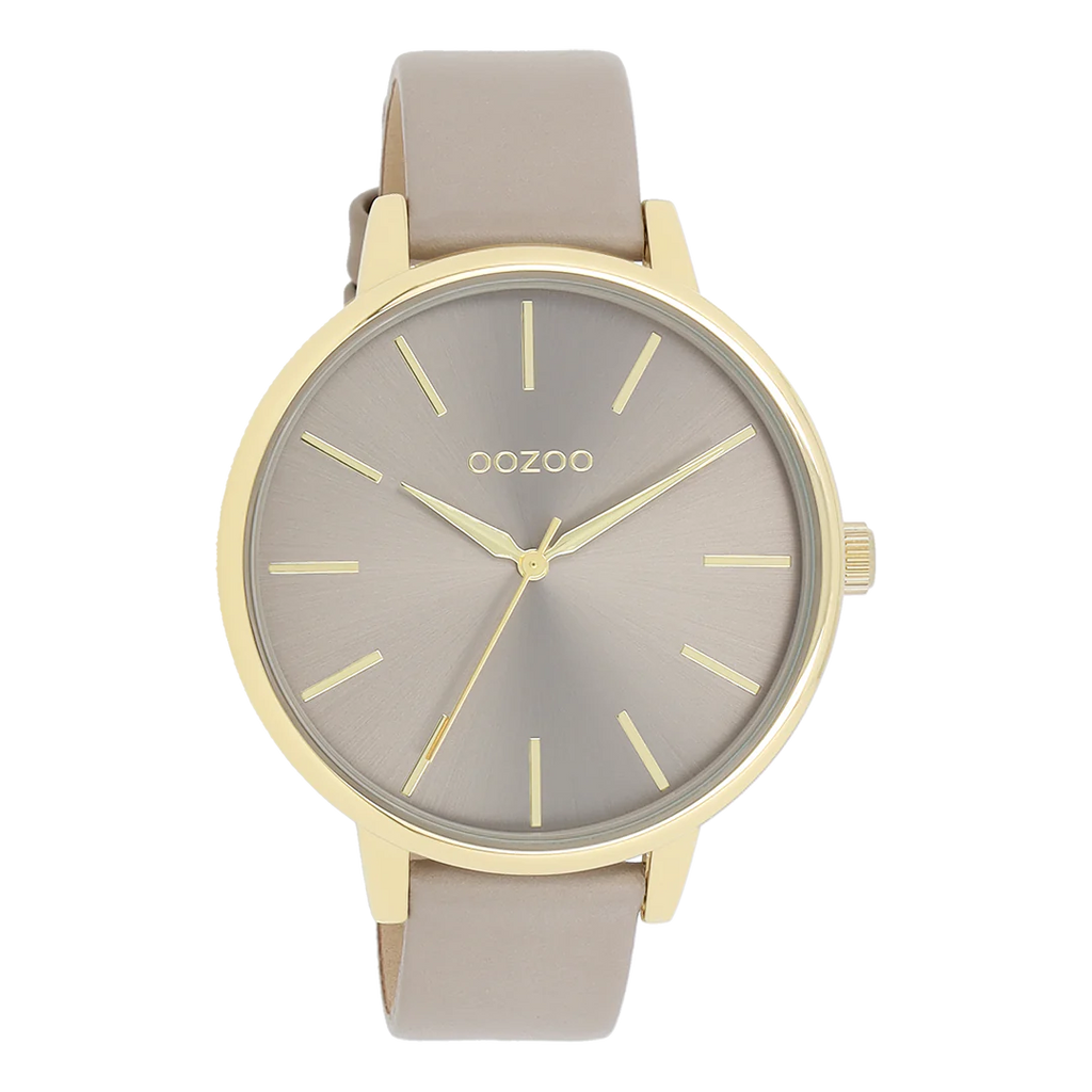 Horloge met taupe leren band