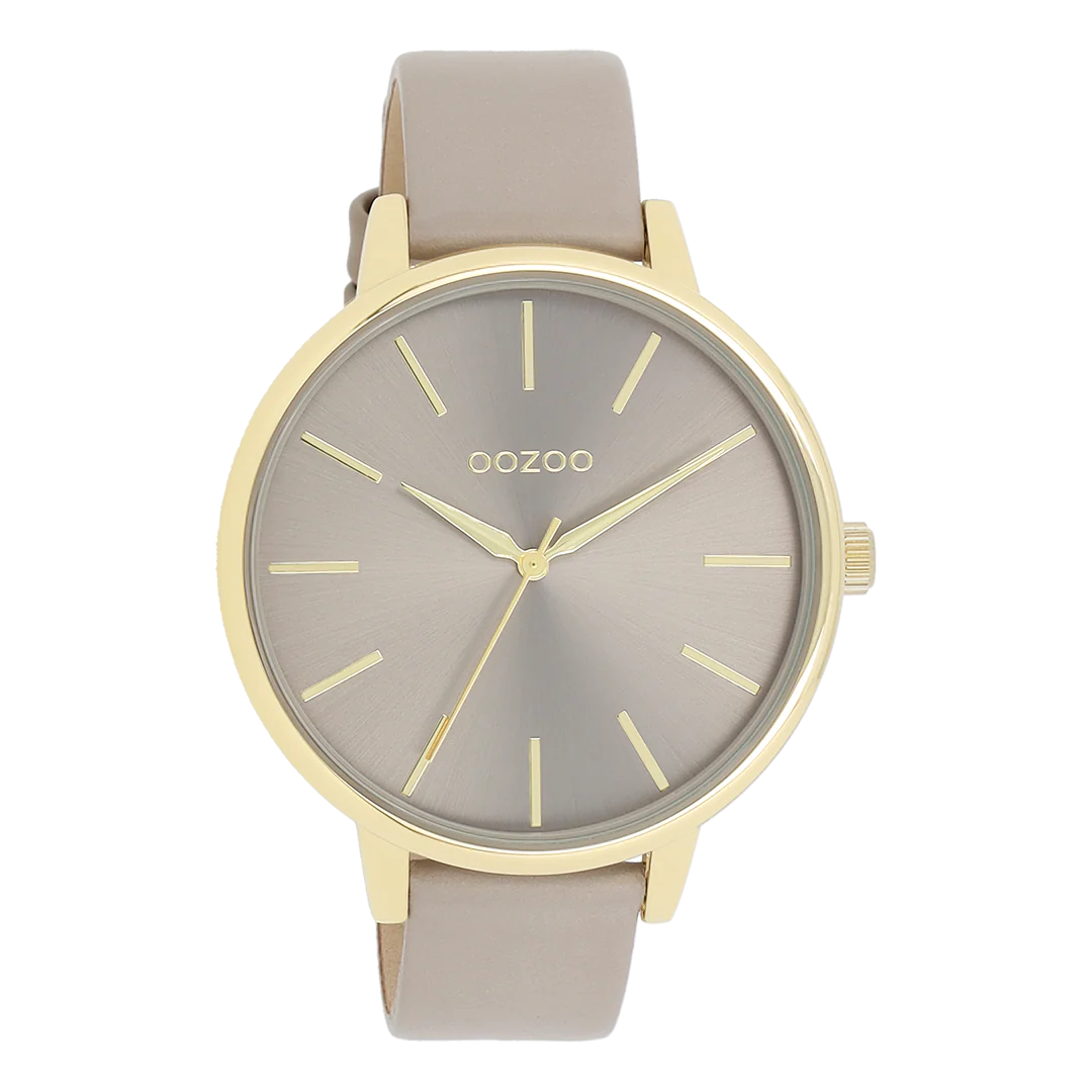 Horloge met taupe leren band