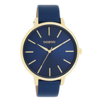 Horloge met donker blauwe leren band