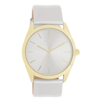 Horloge met zilverkleurige leren band