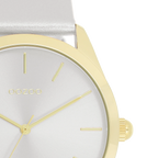 Horloge met zilverkleurige leren band