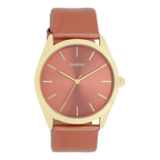 Horloge met baksteen rode leren band