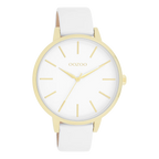 horloge met witte leren band