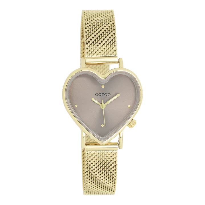 OOZOO Metalen horloge hartje 28x29mm