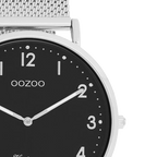 Zilverkleurige horloge met zilverkleurige metalen mesh band 40 mm