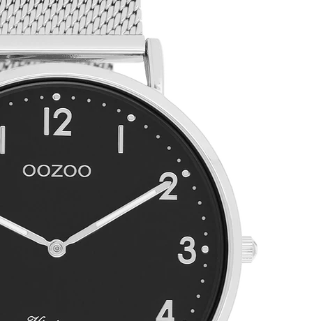 Zilverkleurige horloge met zilverkleurige metalen mesh band 40 mm