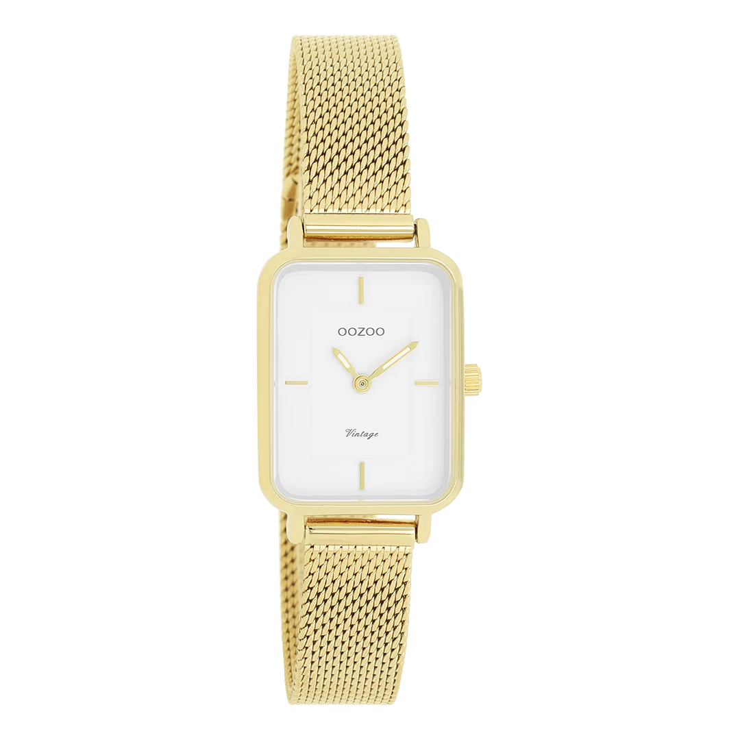 Horloge met metalen mesh band