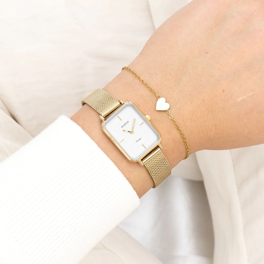 Horloge met metalen mesh band