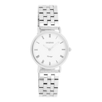 Zilverkleurige horloge met zilverkleurige roestvrijstalen band 28 mm