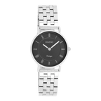 Zilverkleurige horloge met zilverkleurige roestvrijstalen band 28 mm