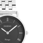 Zilverkleurige horloge met zilverkleurige roestvrijstalen band 28 mm