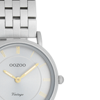 Licht grijze horloge met licht grijze roestvrijstalen band