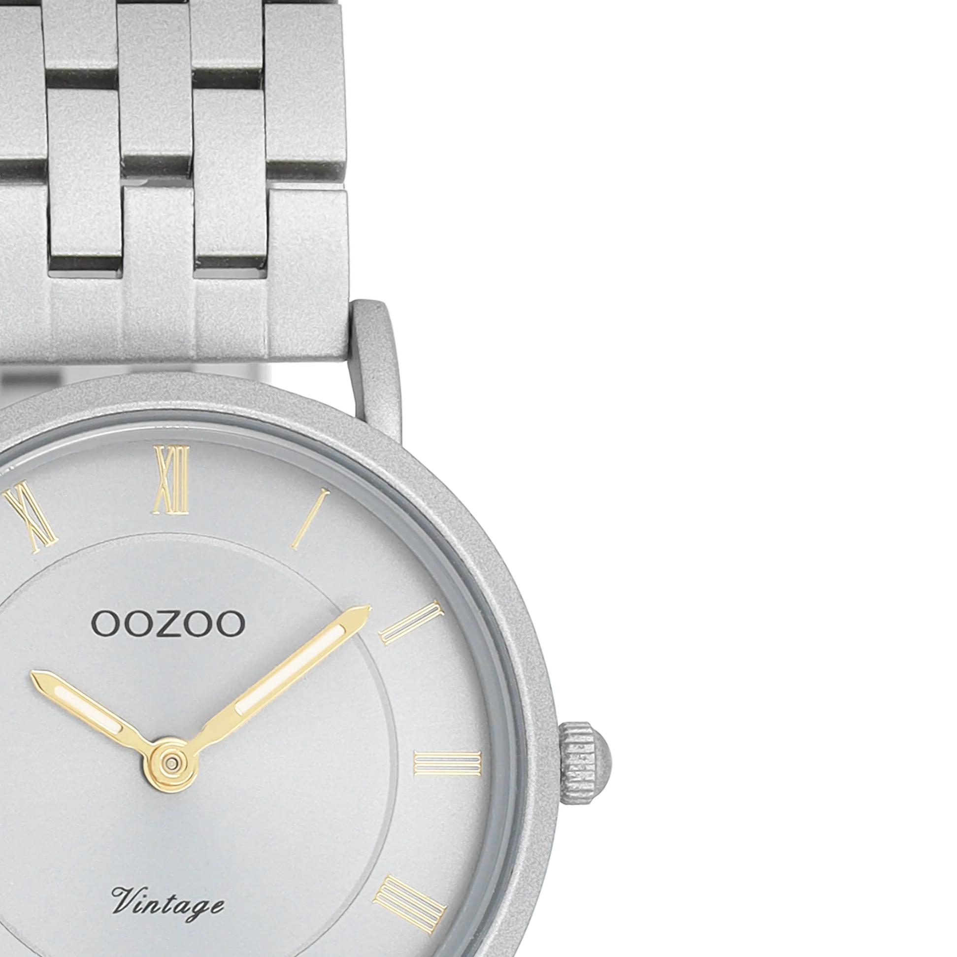 Licht grijze horloge met licht grijze roestvrijstalen band