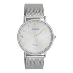 Light grey watch with light grey metal mesh bracelet