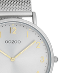 Light grey watch with light grey metal mesh bracelet