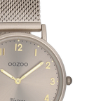 Taupe horloge met taupe metalen mesh band C20382