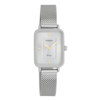Licht grijze horloge met licht grijze metalen mesh band 22x30 mm