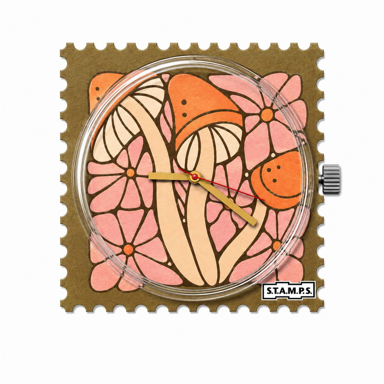 S.T.A.M.P.S. Retro Flowers & Oranges Horlogeplaat