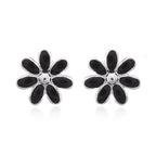 zilveren oorknopjes: bloemetje emaille