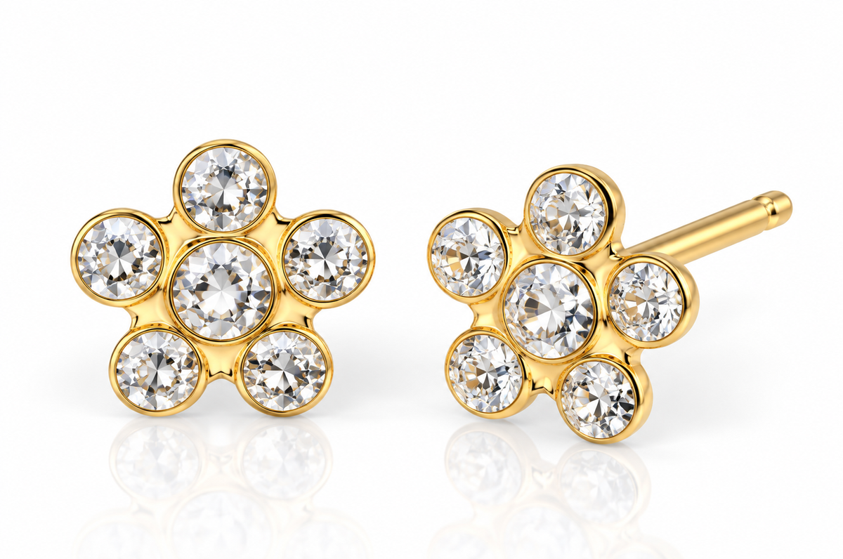Ohrstecker 14K Gold Blume
