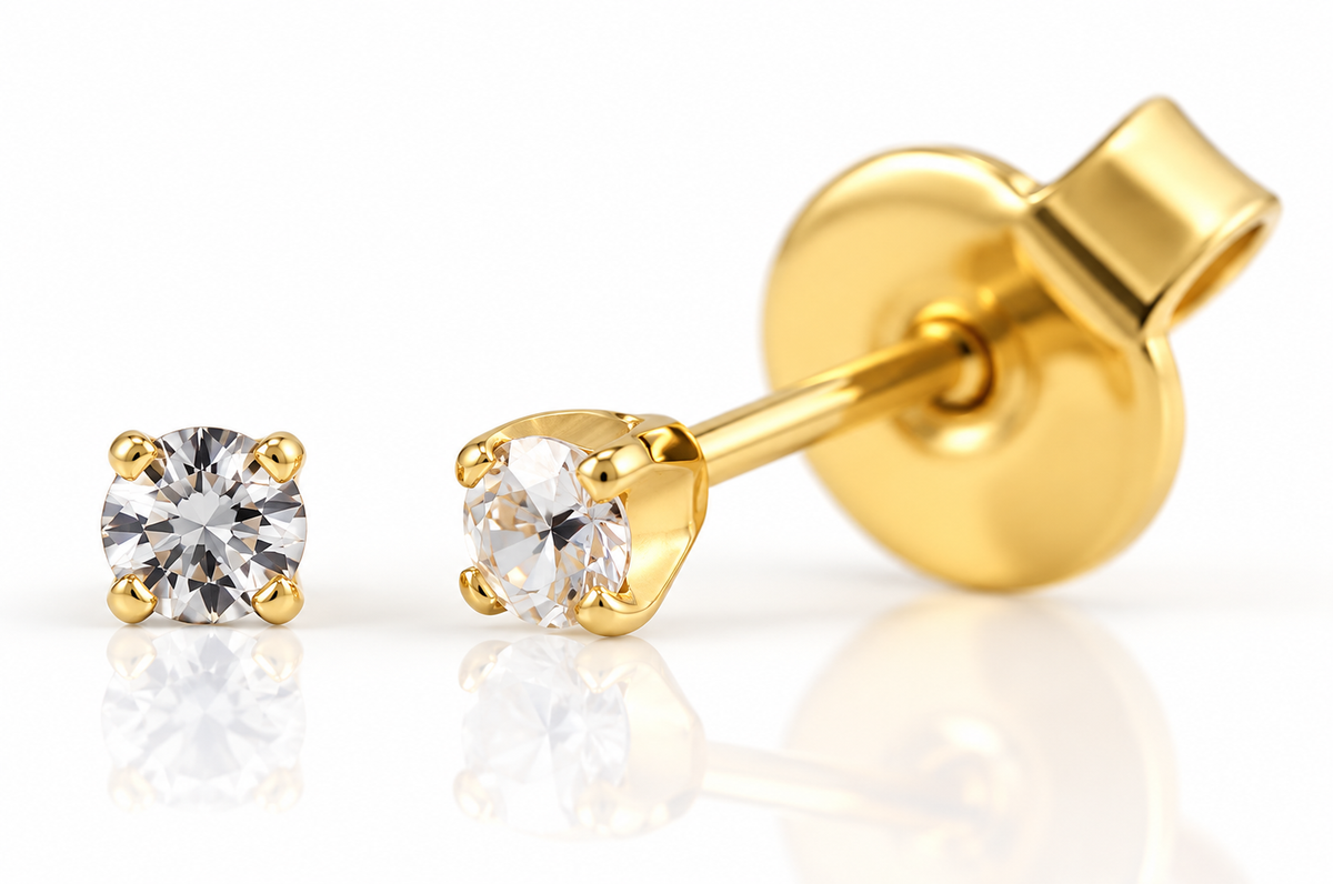 Manschettenknöpfe 14K Gold mit kleinem Stein