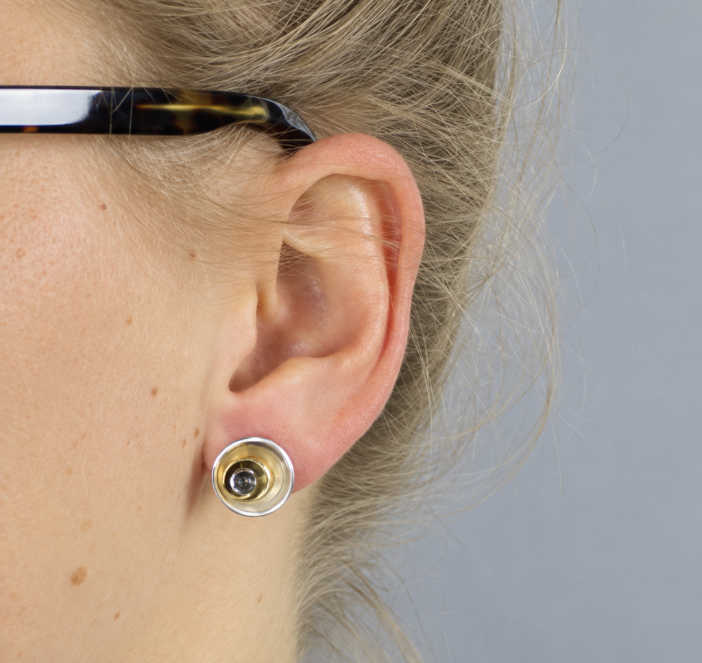 Ohrstecker dreifarbig Silber Oxy/Weiß