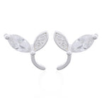 zilveren oorknopjes: blaadjes met zirkonia