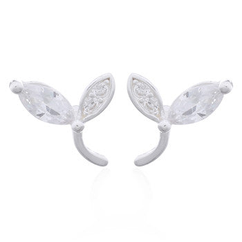 zilveren oorknopjes: blaadjes met zirkonia