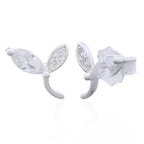 zilveren oorknopjes: blaadjes met zirkonia