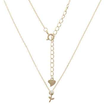 vergulde ketting met bloem en pareltje