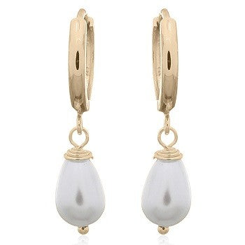 vergulde klapcreloen met druppel parel