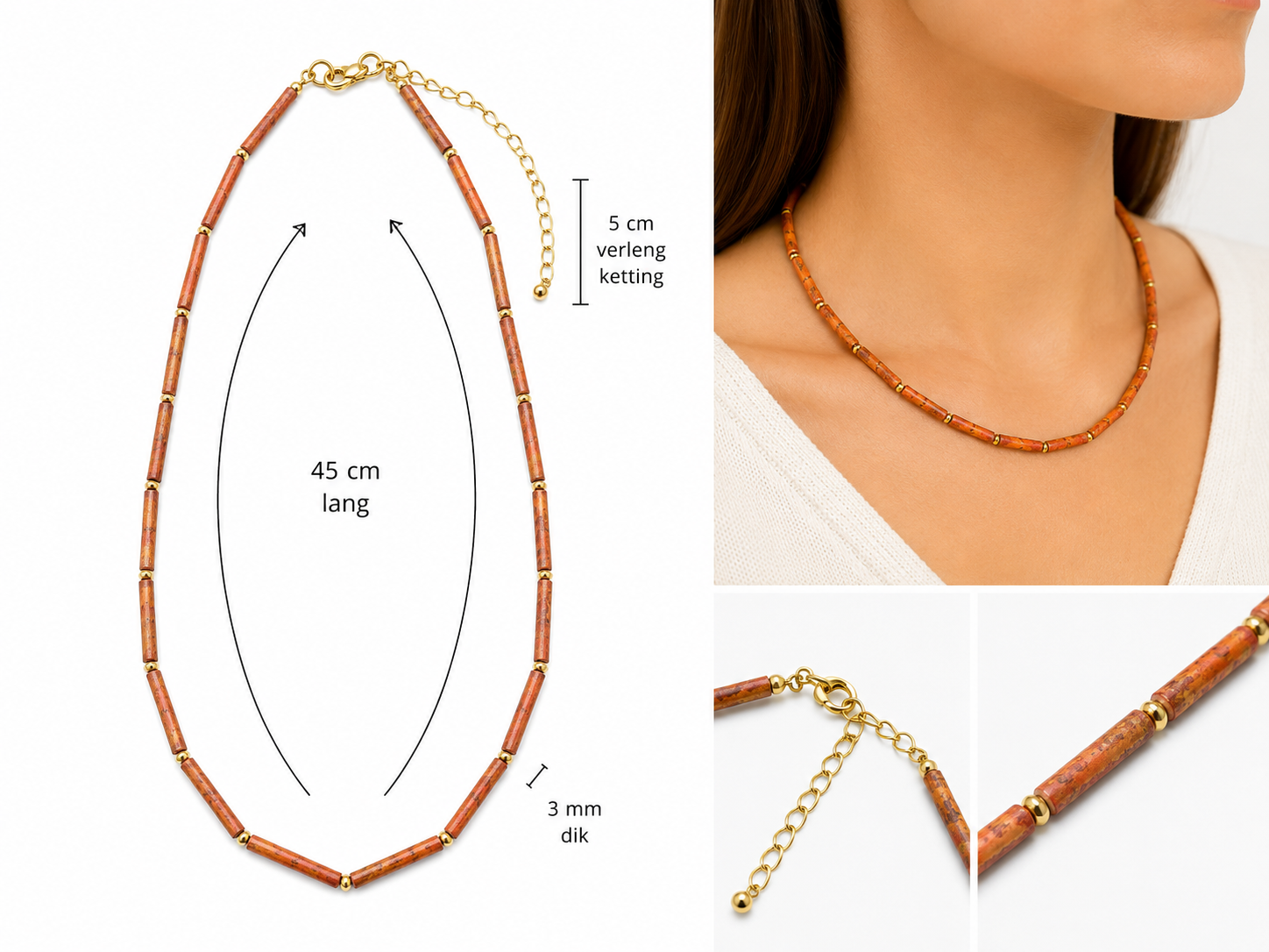 Handgemaakt Collier van Gepatineerd Koper – Elegante Vintage Halsketting