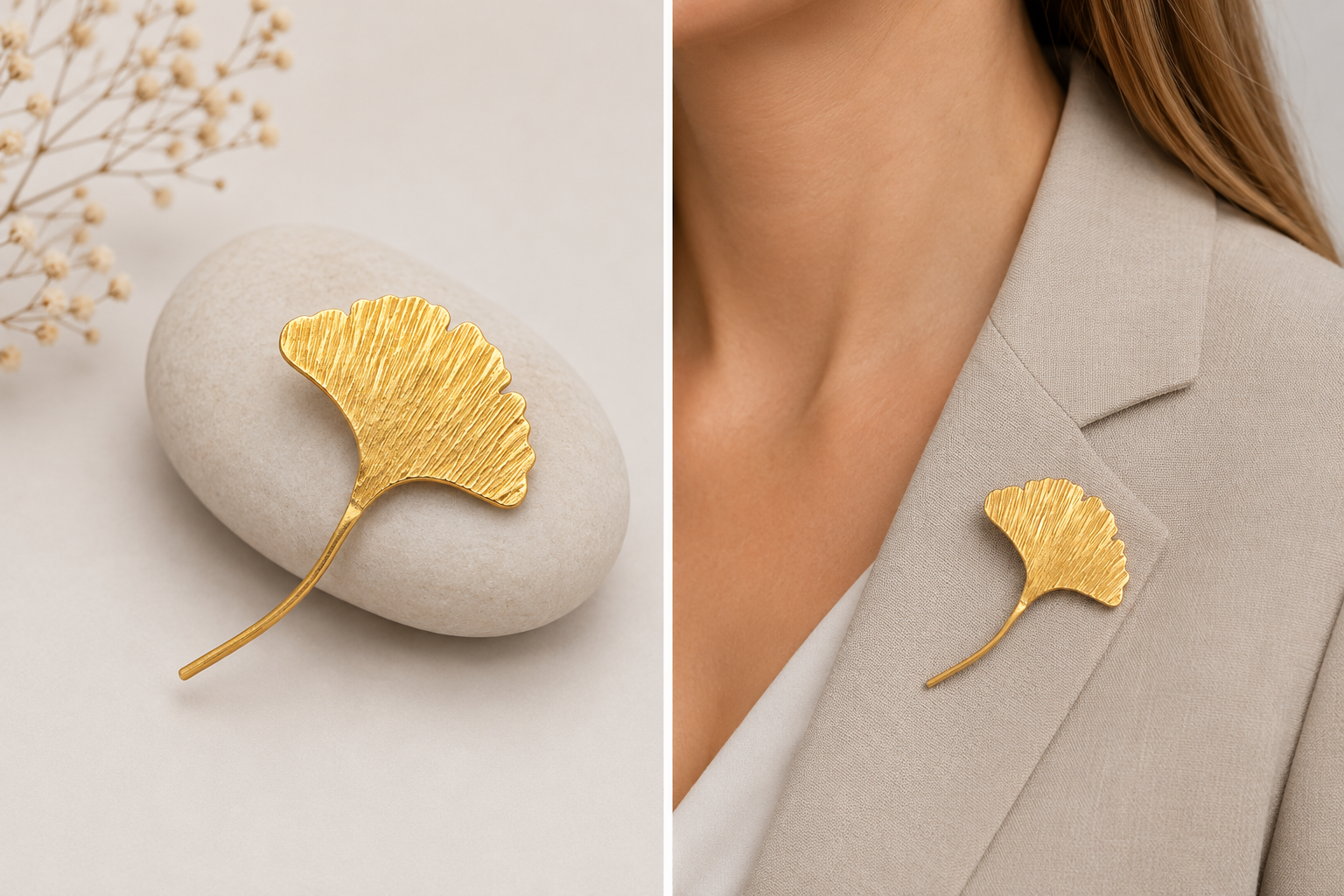 Ginkgo broche groot