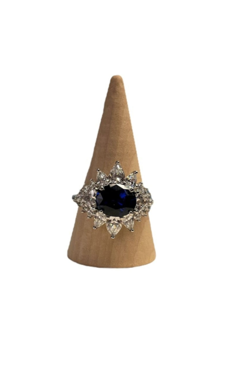 Handgemaakte zilveren saphire ring