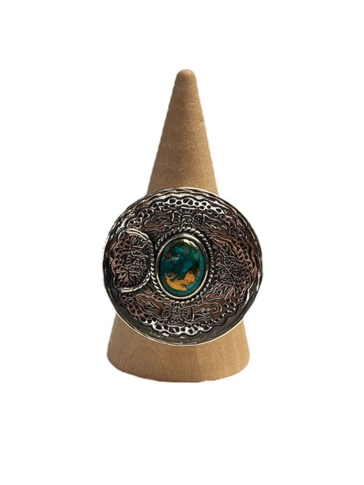 Handgemaakte zilveren turquoise ring