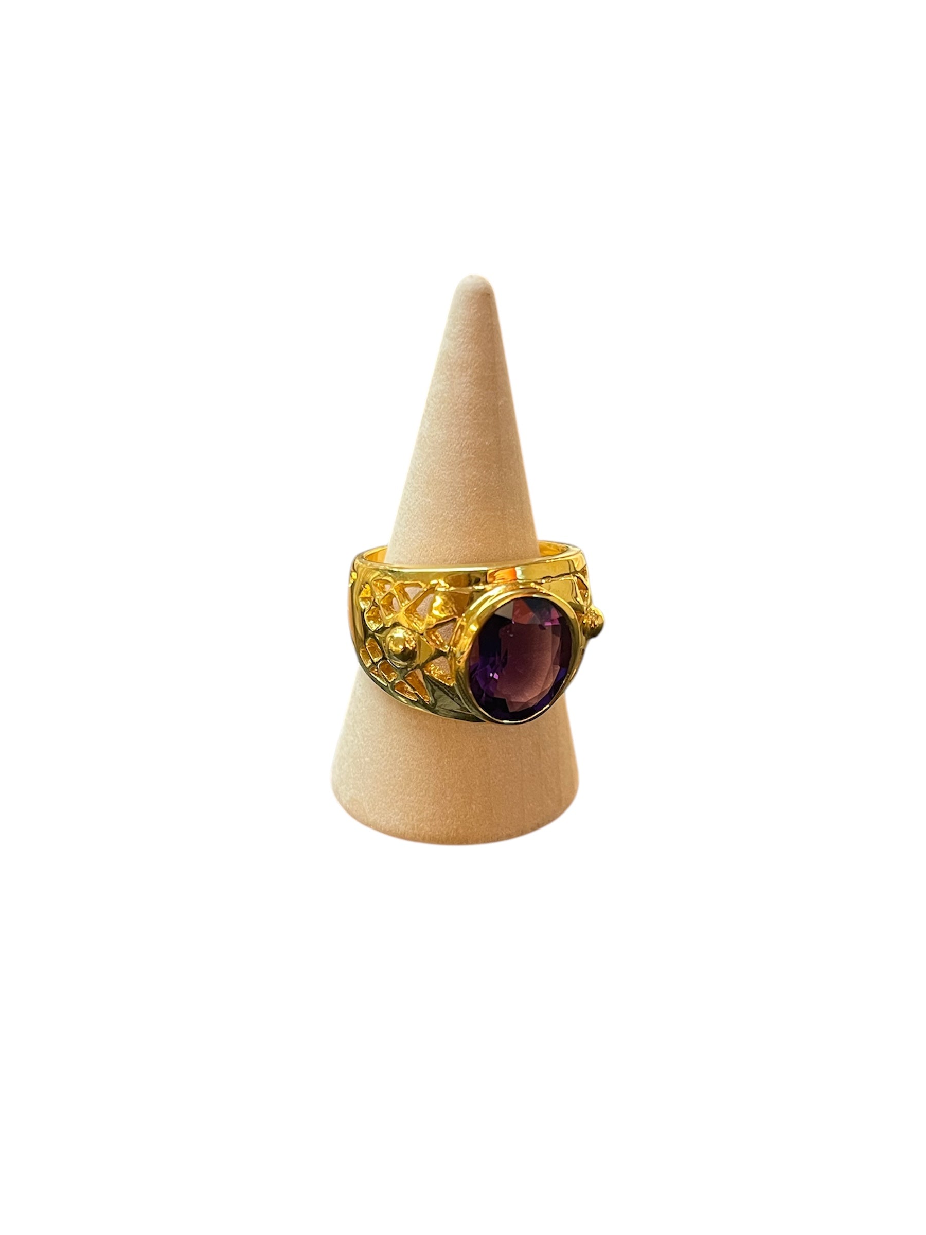 Handgemaakte vergulde zilveren spinel ring