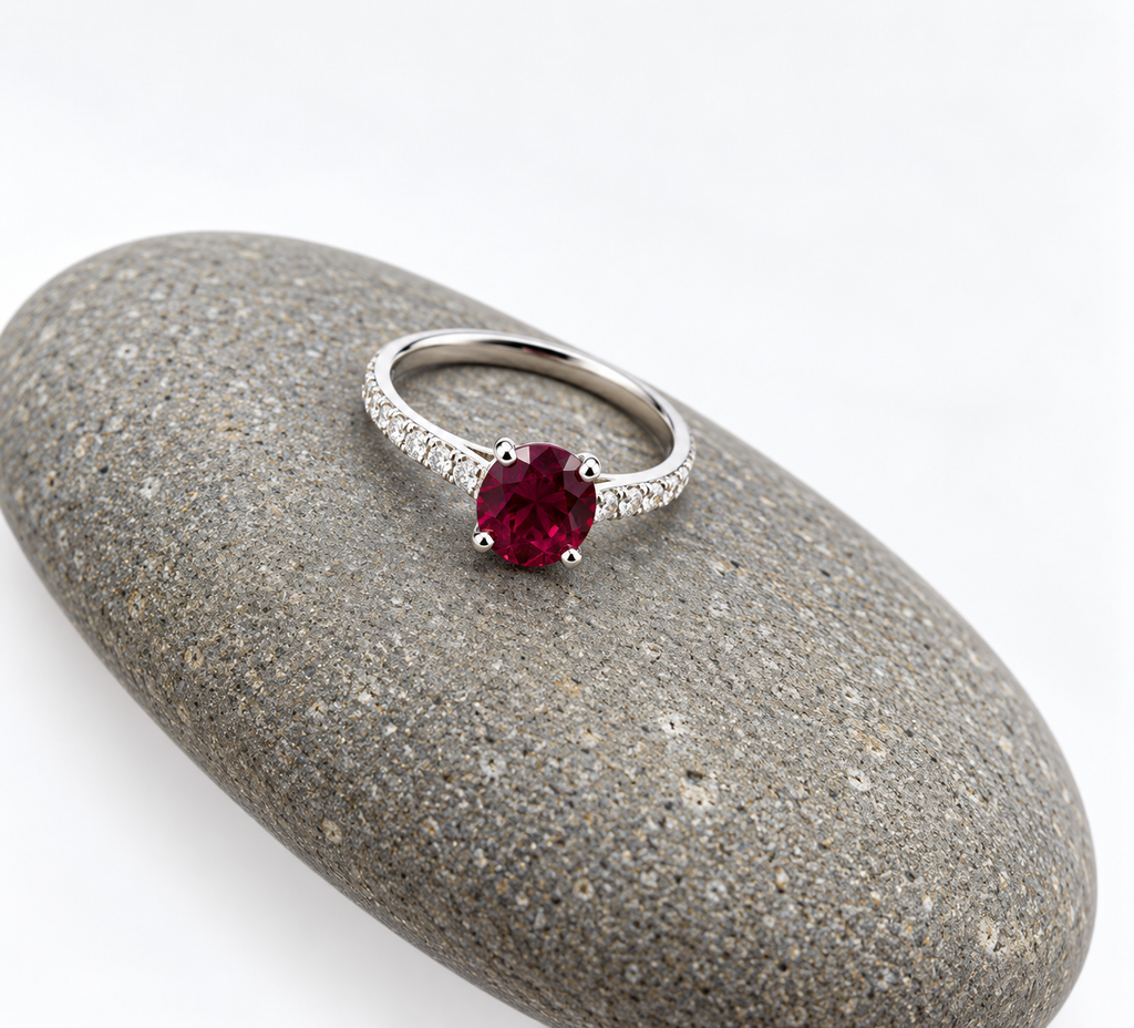Handgemaakte zilveren ruby ring