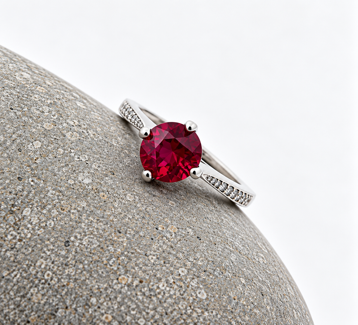 Handgemaakte zilveren ruby ring