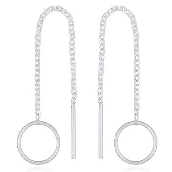 zilveren doortrek oorbellen: rondje