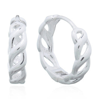 zilveren klapoorringen: gevlochten