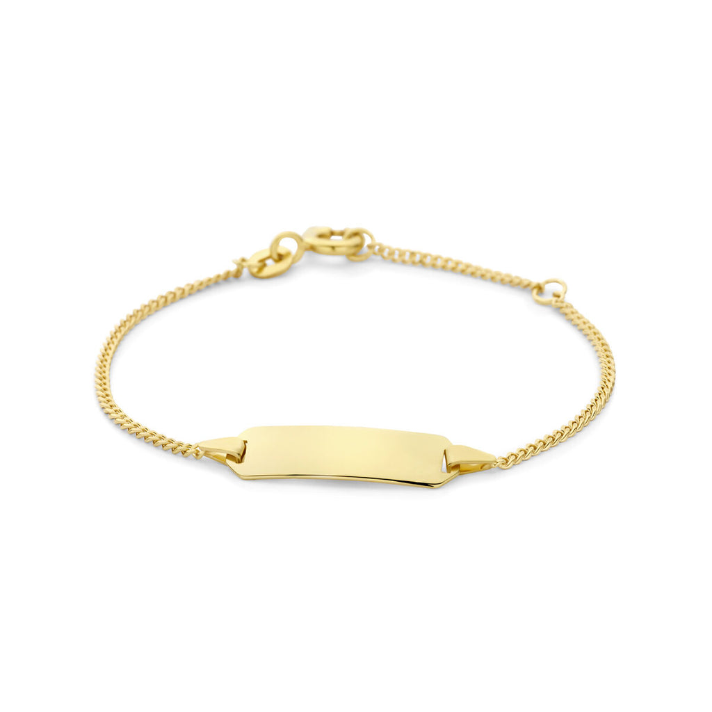 Gravurarmband Gourmet-Kette 4 Seiten geschliffen Platte 5,0 mm 14K Gelbgold