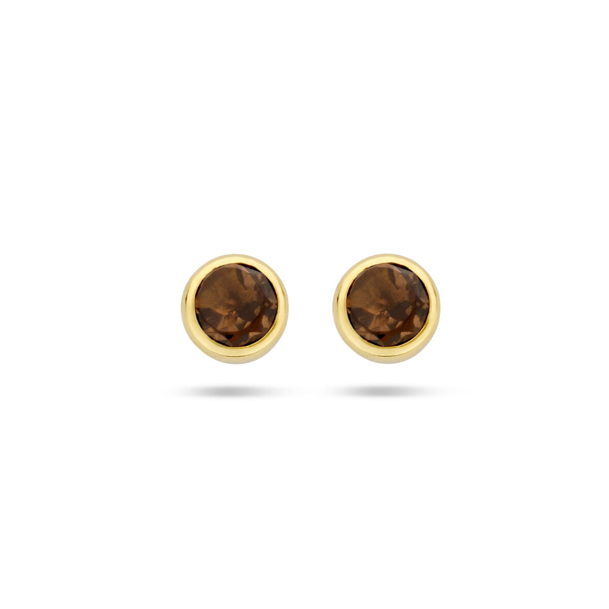 Ohrstecker Rauchquarz 4,5 mm 14K Gelbgold