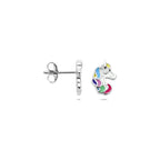 Ohrstecker Einhorn Emaille 10 mm rhodiniertes Silber