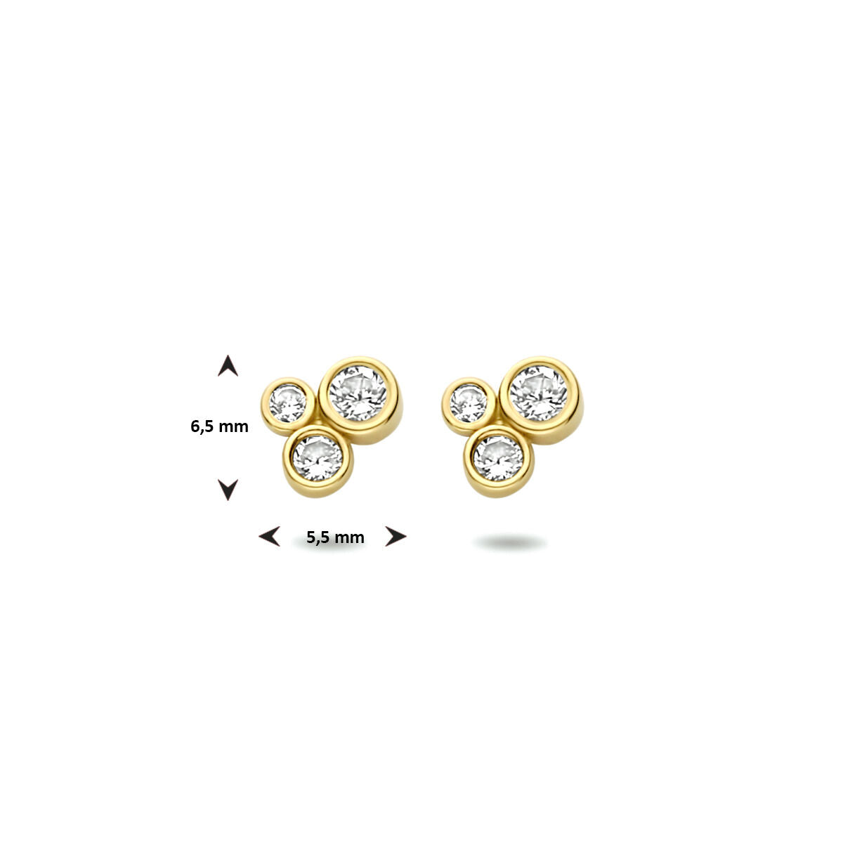 Ohrstecker Zirkonia 6,5 mm 14K Gelbgold