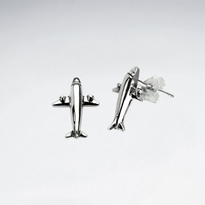 Kinder zilveren oorknopjes: vliegtuig