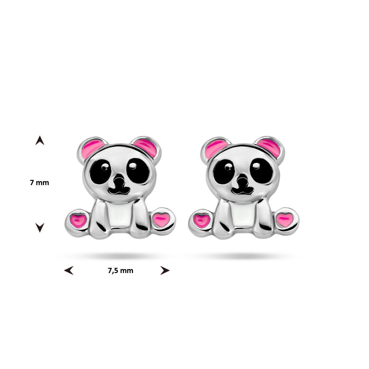 Ohrstecker Emaille Panda Silber rhodiniert